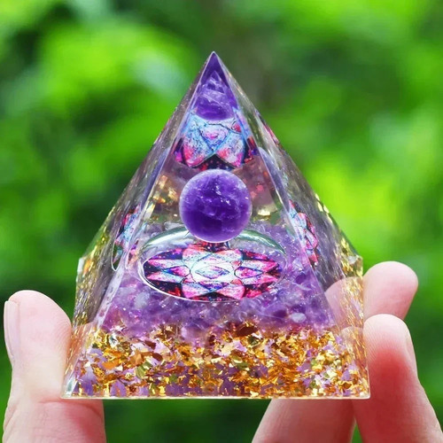 Orgonite pyramid obsidian - pyramid,