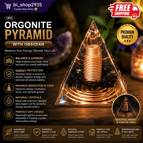 Obsidian orgonite pyramid - obsidian,